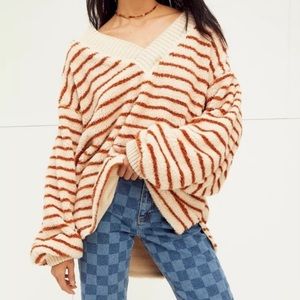 COPY - Free people connel stripe faux fur sweater